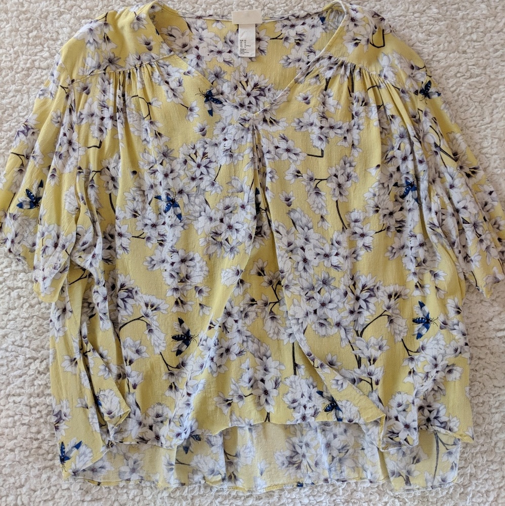 H&M floral yellow blouse